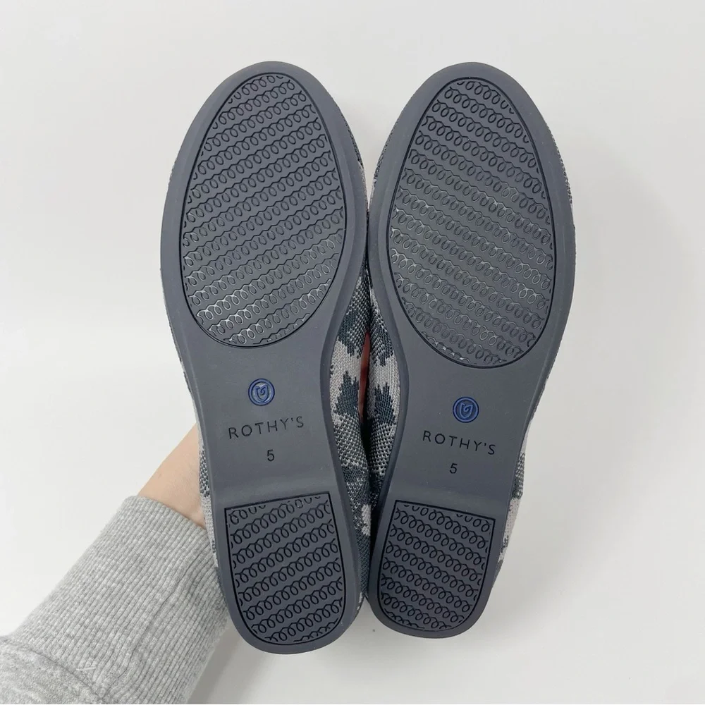 Rothy’s Grey Botanicamo Loafer Camo Knit Flats Shoes Gray Mule Ballet Shoes - Picture 4 of 4